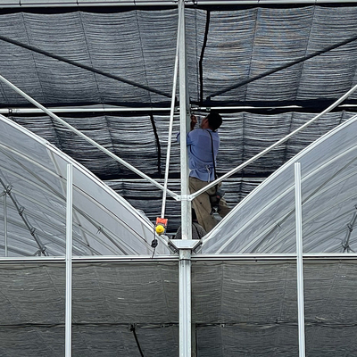 Pipa Baja Galvanis Arch Roof Type Film Plastik Rumah Kaca Dengan Sistem Hidroponik