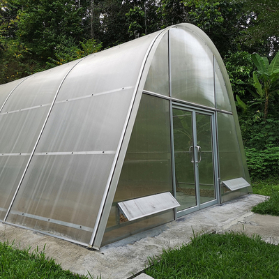 Gampang dirakit Hot Galvanized Steel Frame Polikarbonat Solar Dyer Greenhouse dengan Customized Span dan opsional di dalam