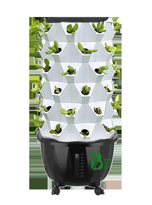 65L 6 Lapisan 48 Lubang Tanaman Hydroponic Tower Drip System Sesuaikan Nomor Lapisan untuk Efisiensi