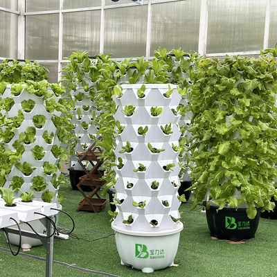 65L 6 Lapisan 48 Lubang Tanaman Hydroponic Tower Drip System Sesuaikan Nomor Lapisan untuk Efisiensi