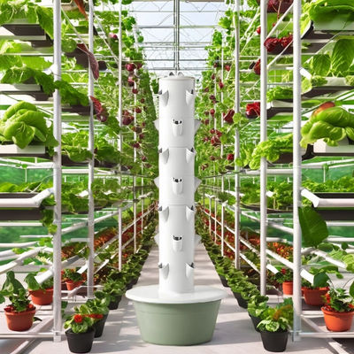 30L 7-Layer Commercial Vertical Hydroponic System dengan Pompa Otomatis Aquaponic Growing Tower untuk Produksi Sayuran