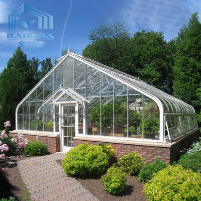 Tenda Rumah Kaca Hortikultura Aluminium Anti Penuaan Dengan Lembaran Kaca