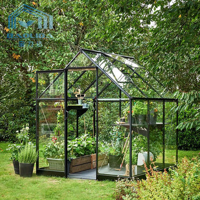 Tenda Rumah Kaca Berukuran Pint Bunga Matahari Hortikultura Dengan Lembaran Kaca